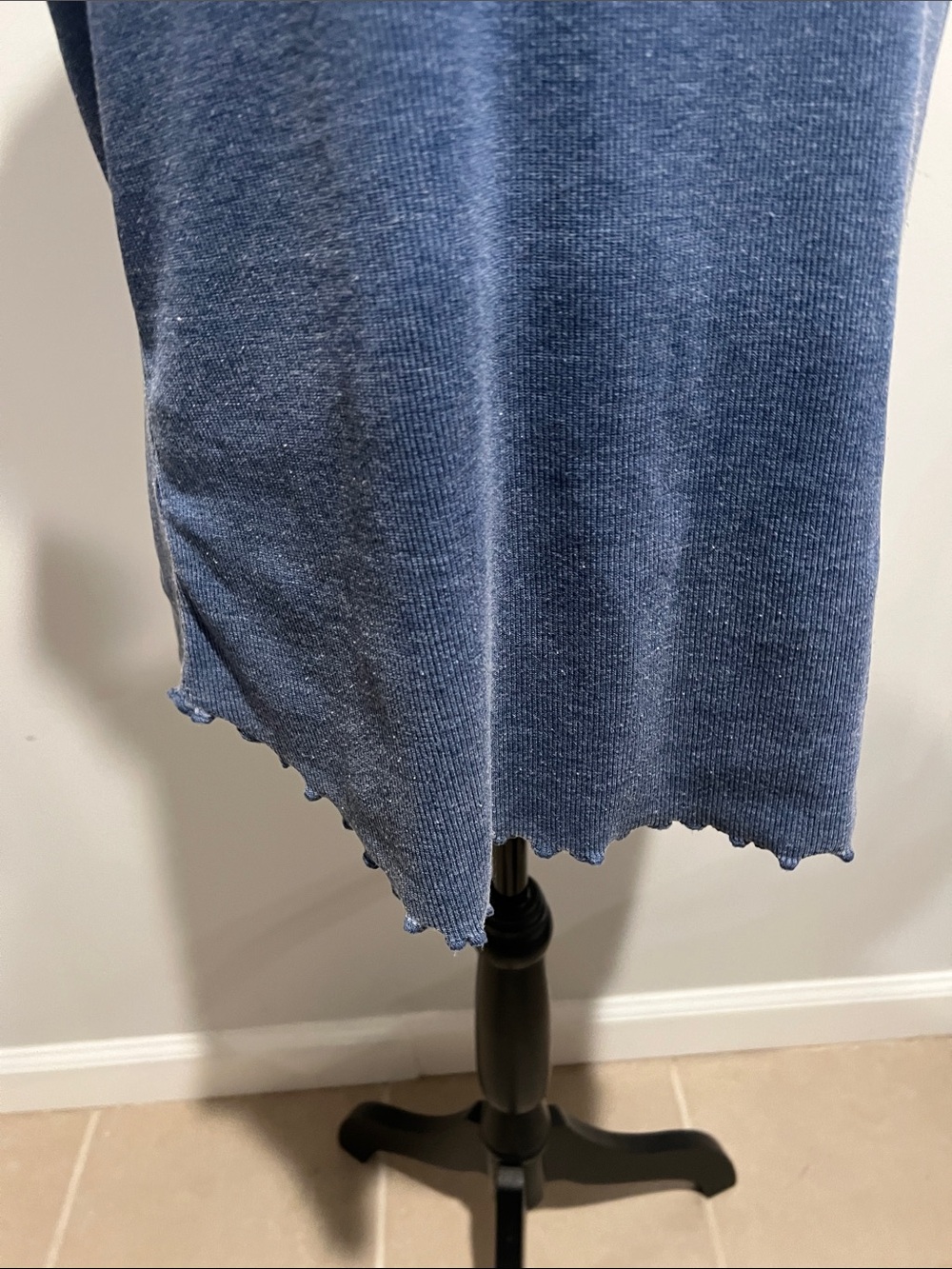 Washed Blue Ribbed Henley Tank Top - Women's Sleeveless Knit - Picture 2 of 10